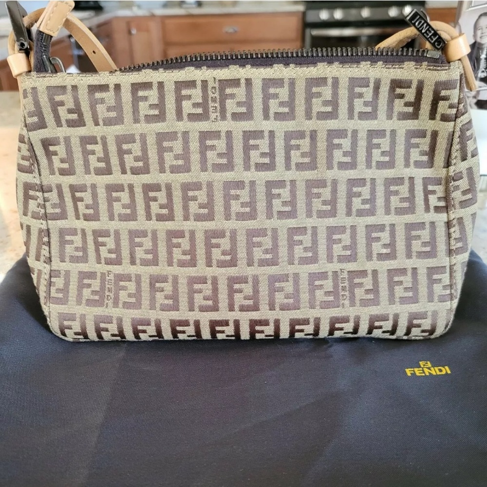 Fendi Zucchino Pochette Monogram Handbag Dustbag Included